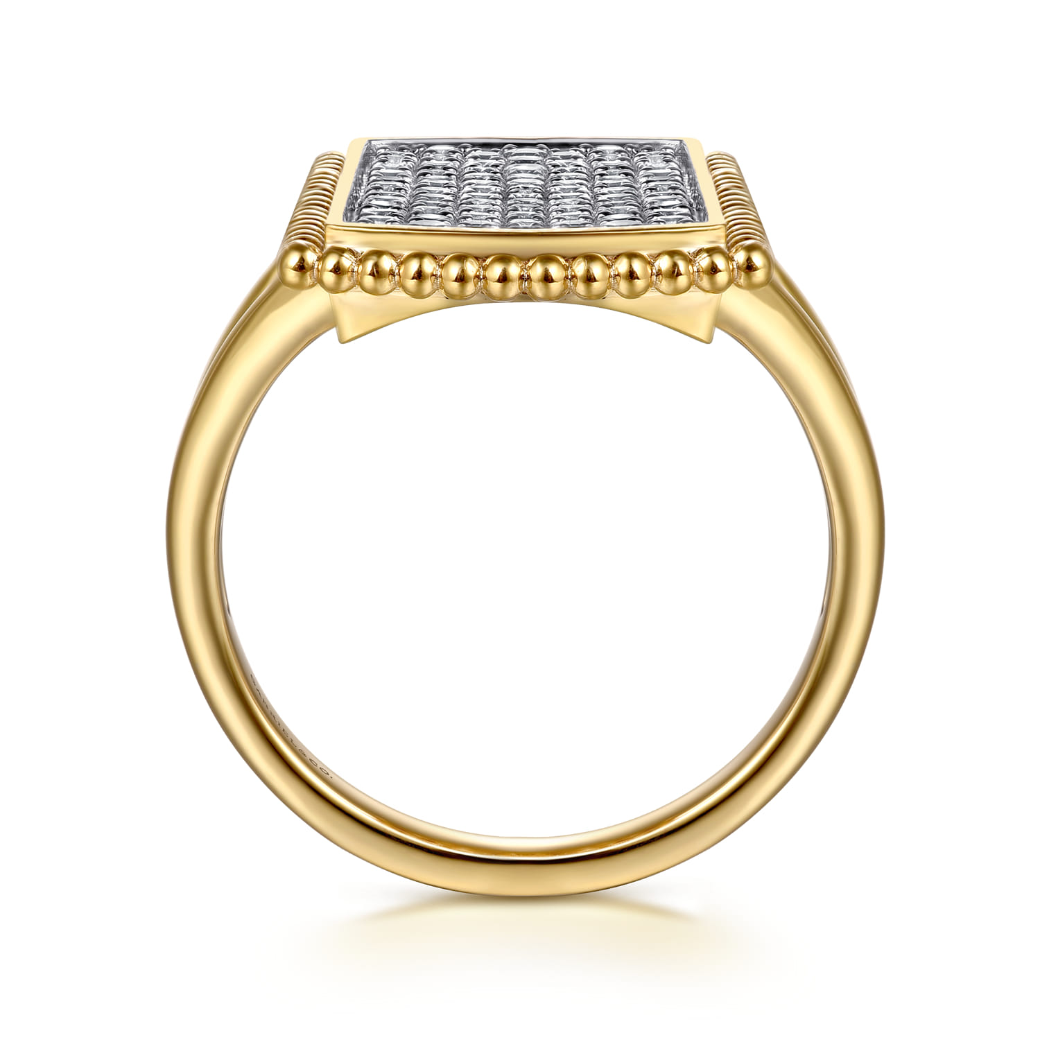14K Yellow Gold Bujukan Diamond Cluster Signet Ring
