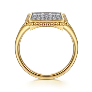 14K Yellow Gold Bujukan Diamond Cluster Signet Ring