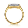 14K Yellow Gold Bujukan Diamond Cluster Signet Ring - 1.05 ct
