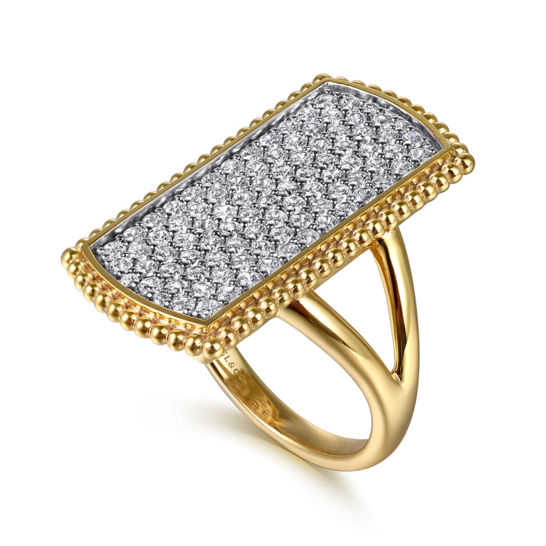 14K Yellow Gold Bujukan Diamond Cluster Signet Ring - 1.05 ct - Shot 3