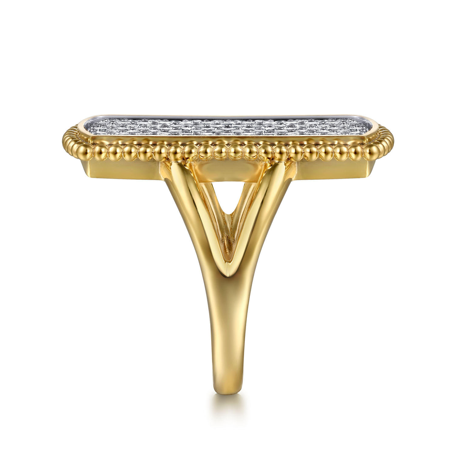 14K Yellow Gold Bujukan Diamond Cluster Signet Ring