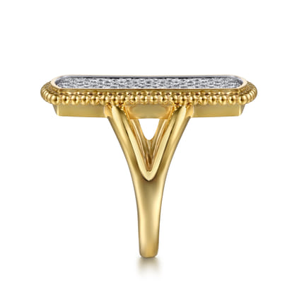 14K Yellow Gold Bujukan Diamond Cluster Signet Ring