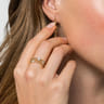 14K Yellow Gold Bujukan Diamond Cluster Stations Easy Stackable Ring - 0.09 ct