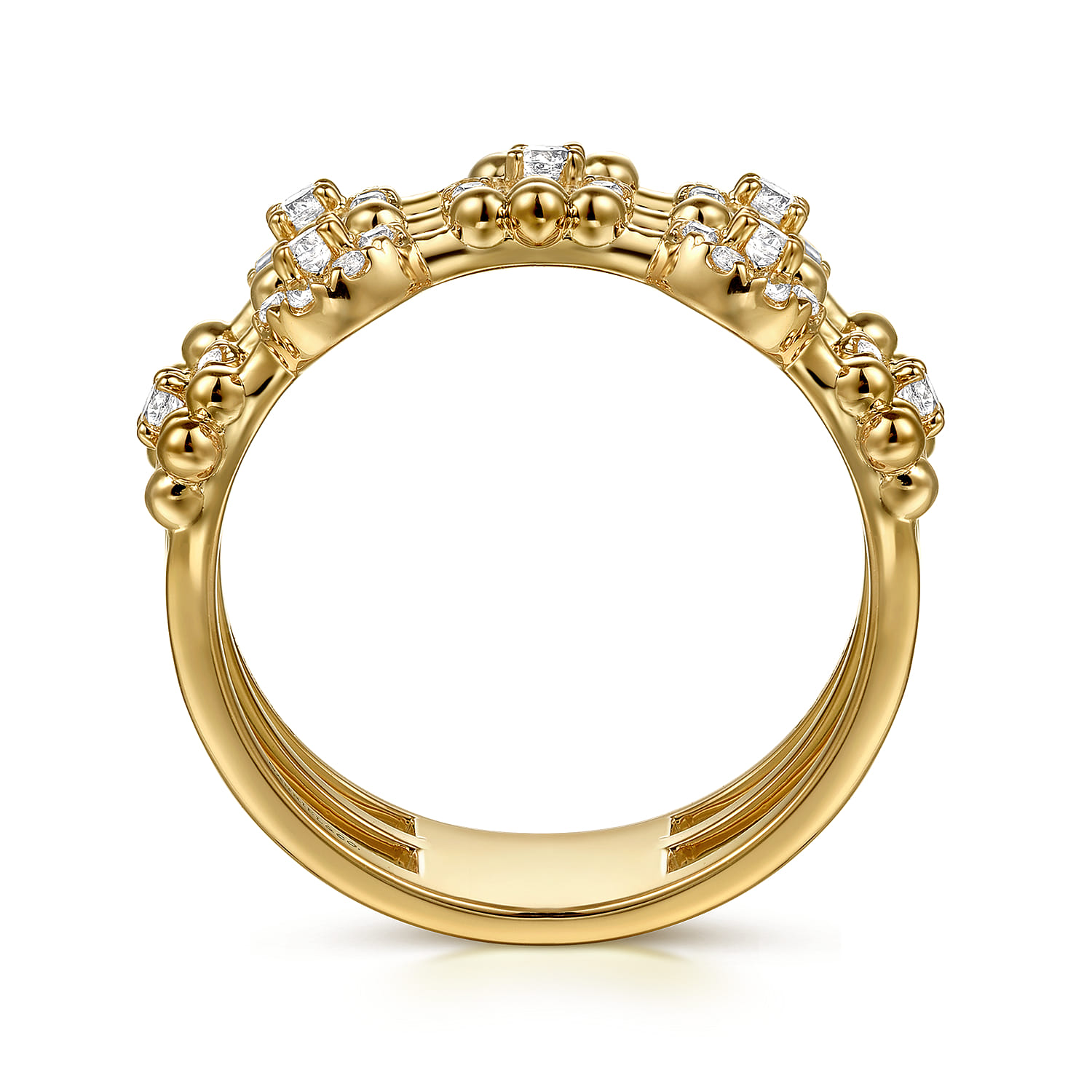 14K Yellow Gold Bujukan Diamond Cluster Wide Band Ring - 0.5 ct - Shot 2