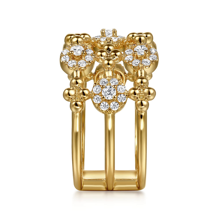 14K Yellow Gold Bujukan Diamond Cluster Wide Band Ring - 0.5 ct - Shot 4