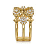 14K Yellow Gold Bujukan Diamond Cluster Wide Band Ring - 0.5 ct