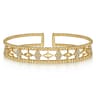 14K Yellow Gold Bujukan Diamond Cluster and Gold Pyramid Cuff Bangle - 0.57 ct