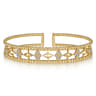 14K Yellow Gold Bujukan Diamond Cluster and Gold Pyramid Cuff Bangle - 0.6 ct