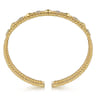 14K Yellow Gold Bujukan Diamond Cluster and Gold Pyramid Cuff Bangle - 0.6 ct