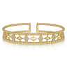 14K Yellow Gold Bujukan Diamond Cluster and Gold Pyramid Cuff Bangle - 0.6 ct