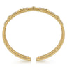 14K Yellow Gold Bujukan Diamond Cluster and Gold Pyramid Cuff Bangle - 0.6 ct