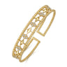 14K Yellow Gold Bujukan Diamond Cluster and Gold Pyramid Cuff Bangle - 0.6 ct