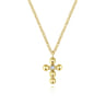 14K Yellow Gold Bujukan Diamond Cross Pendant Necklace - 0.02 ct