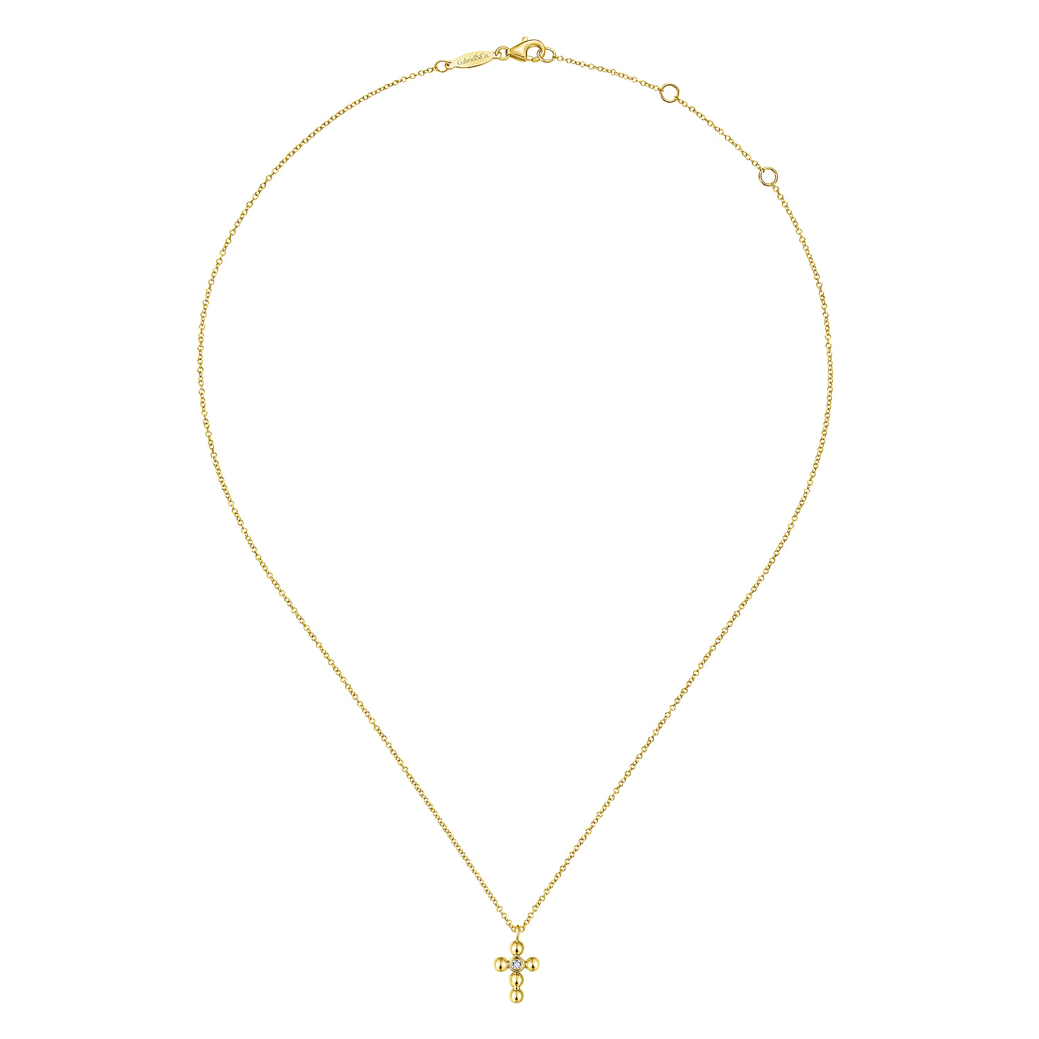 14K Yellow Gold Bujukan Diamond Cross Pendant Necklace
