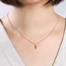 14K Yellow Gold Bujukan Diamond Cross Pendant Necklace - 0.02 ct
