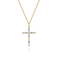 14K Yellow Gold Bujukan Diamond Cross Pendant Necklace