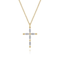 14K Yellow Gold Bujukan Diamond Cross Pendant Necklace