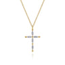 14K Yellow Gold Bujukan Diamond Cross Pendant Necklace - 0.13 ct