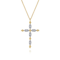14K Yellow Gold Bujukan Diamond Cross Pendant Necklace