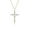 14K Yellow Gold Bujukan Diamond Cross Pendant Necklace - 0.5 ct