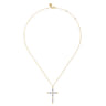 14K Yellow Gold Bujukan Diamond Cross Pendant Necklace - 0.5 ct