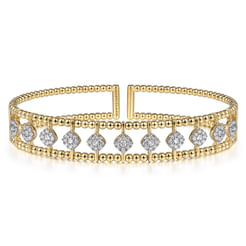 14K Yellow Gold Bujukan Diamond Cuff Bangle