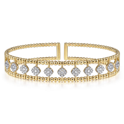 14K Yellow Gold Bujukan Diamond Cuff Bangle