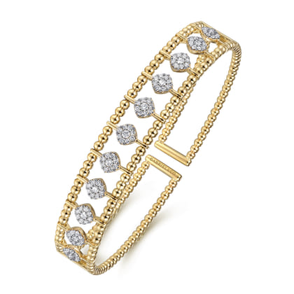 14K Yellow Gold Bujukan Diamond Cuff Bangle