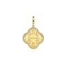 14K Yellow Gold Bujukan  Diamond Cut Diamond Clover Medallion Pendant With Detachable Bail - 0.15 ct