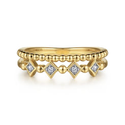 14K Yellow Gold Bujukan Diamond Easy Stackable Ring