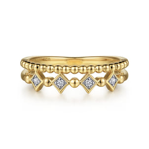 14K Yellow Gold Bujukan Diamond Easy Stackable Ring