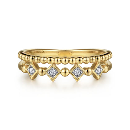 14K Yellow Gold Bujukan Diamond Easy Stackable Ring