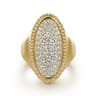 14K Yellow Gold Bujukan Diamond Elongated Oval Signet Ring - 1 ct