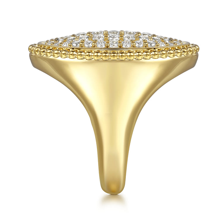 14K Yellow Gold Bujukan Diamond Elongated Oval Signet Ring - 1 ct - Shot 4