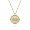 14K Yellow Gold Bujukan Diamond Evil Eye Medallion Necklace - 0.11 ct