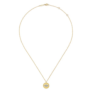 14K Yellow Gold Bujukan Diamond Evil Eye Medallion Necklace