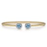 14K Yellow Gold Bujukan Diamond Halo and Blue Topaz Bangle - 0.15 ct