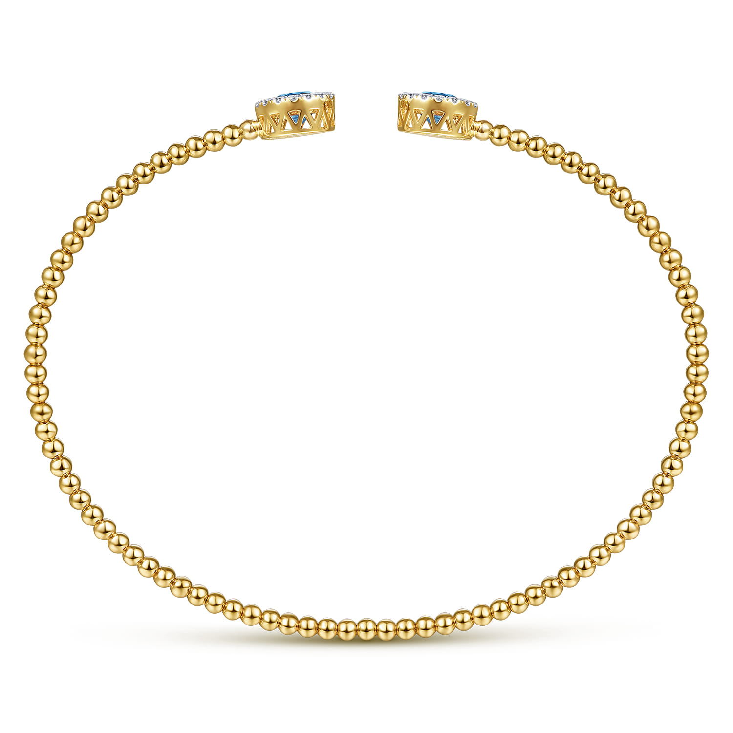 14K Yellow Gold Bujukan Diamond Halo and Blue Topaz Bangle - 0.16 ct - Shot 3