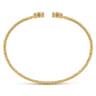 14K Yellow Gold Bujukan Diamond Halo and Blue Topaz Bangle - 0.16 ct