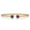 14K Yellow Gold Bujukan Diamond Halo and Garnet Bangle