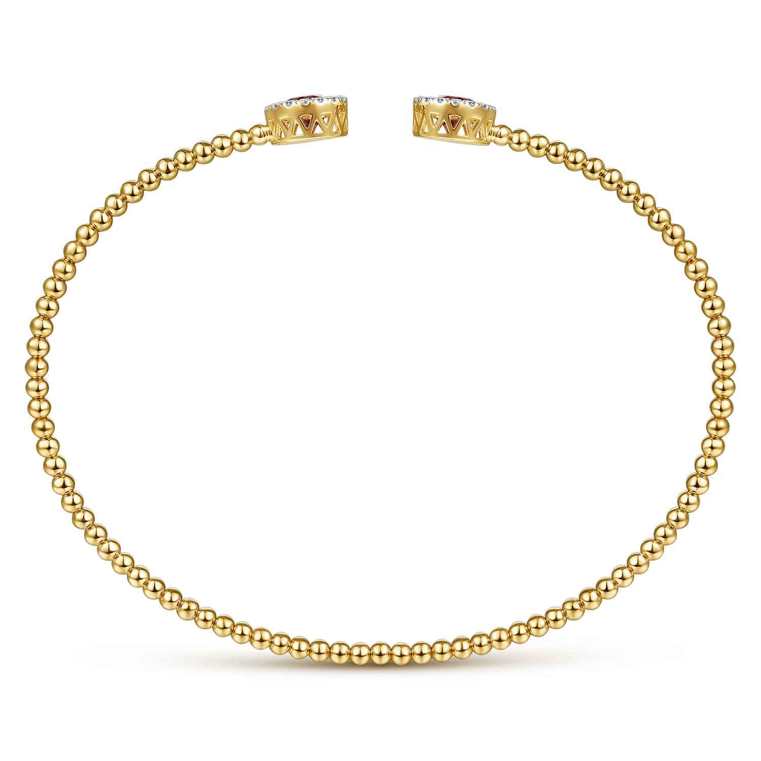 14K Yellow Gold Bujukan Diamond Halo and Garnet Bangle - Shot 3