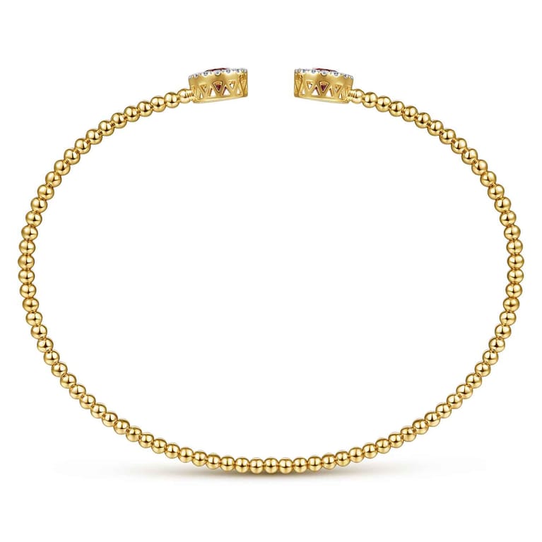 14K Yellow Gold Bujukan Diamond Halo and Garnet Bangle - Shot 3