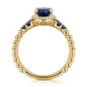 14K Yellow Gold Bujukan Diamond Halo and Oval Blue Sapphire Fashion Ring - 0.1 ct
