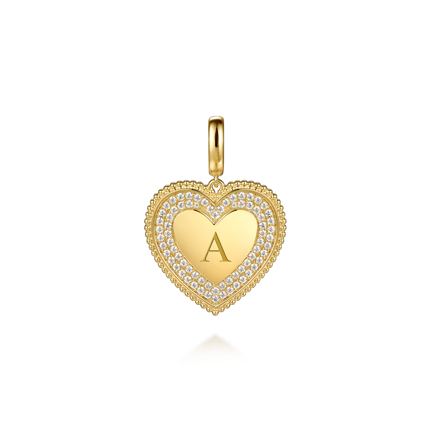 14K Yellow Gold Bujukan Diamond Heart Personalize Medallion With Detachable Bail - 0.6 ct - Shot 6