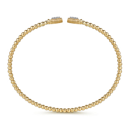 14K Yellow Gold Bujukan Diamond Hexagon Split Bangle