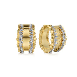 14K Yellow Gold Bujukan Diamond Huggie Earrings