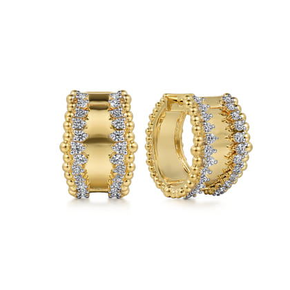 14K Yellow Gold Bujukan Diamond Huggie Earrings