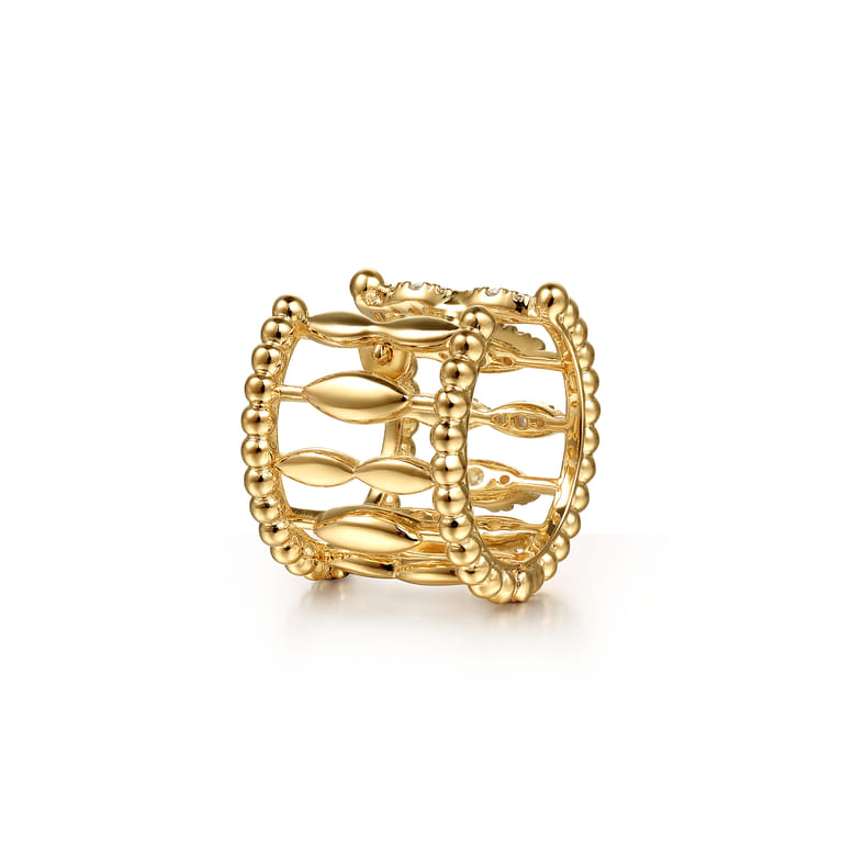 14K Yellow Gold Bujukan Diamond Huggie Earrings - 0.5 ct - Shot 3