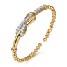 14K Yellow Gold Bujukan Diamond Interlock Split Bangle Bracelet - 1.05 ct