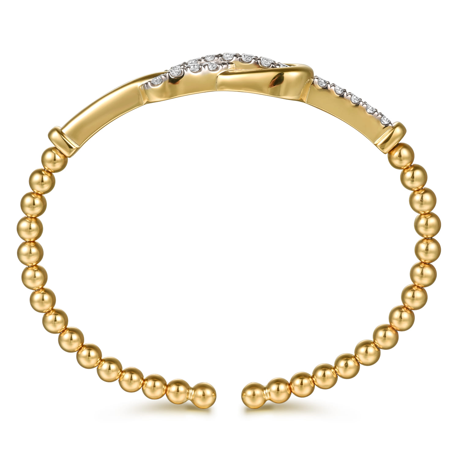 14K Yellow Gold Bujukan Diamond Interlock Split Bangle Bracelet - 1.05 ct - Shot 3